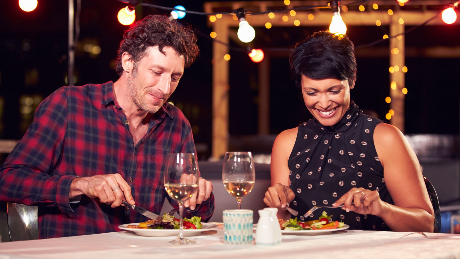 couple dining in Michelin star restaurant