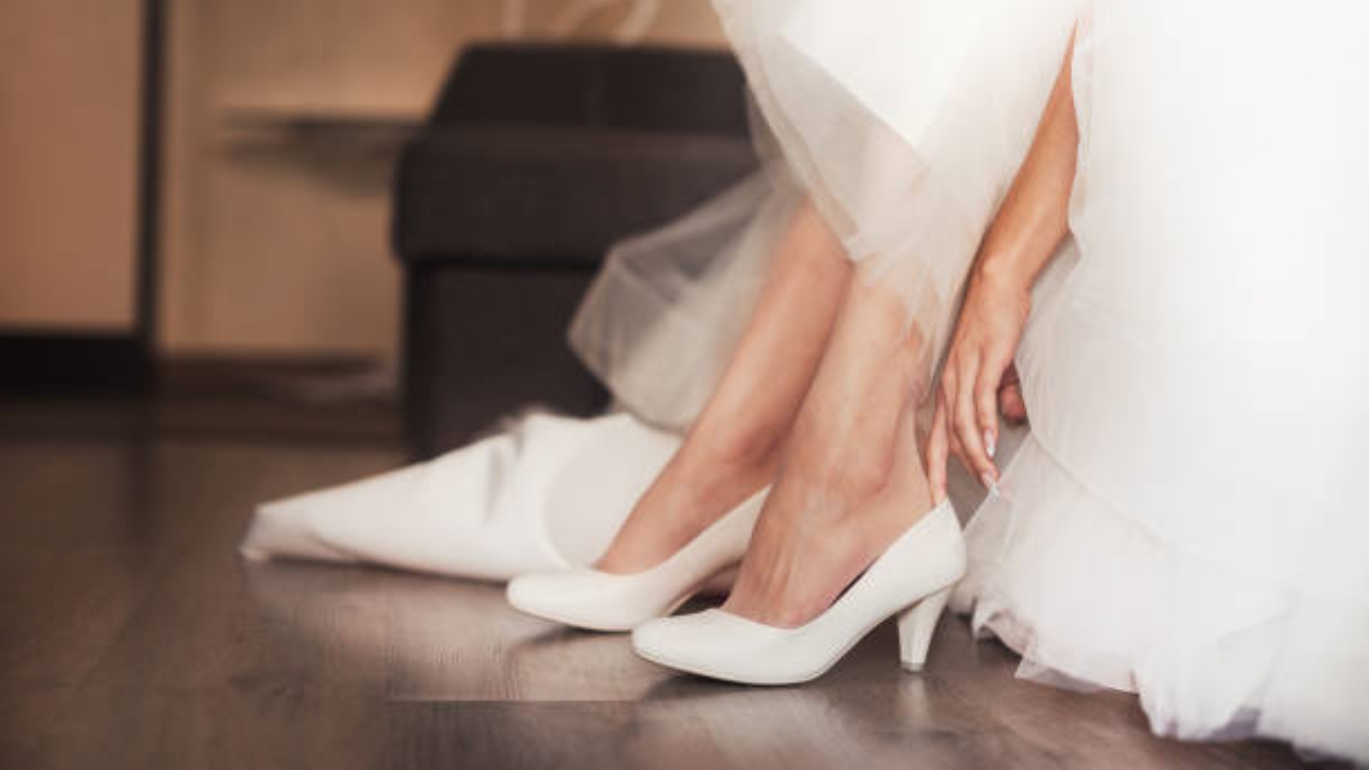 a bride wearing her shoes